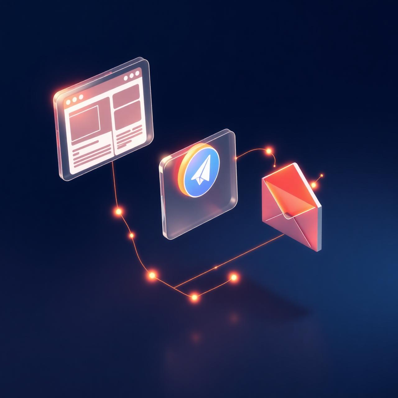 Websites, Telegram bots, and email automation connected by OFFICE402